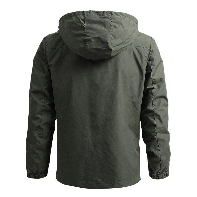 Men's Hooded Windbreaker Jacket with Zip Pockets
