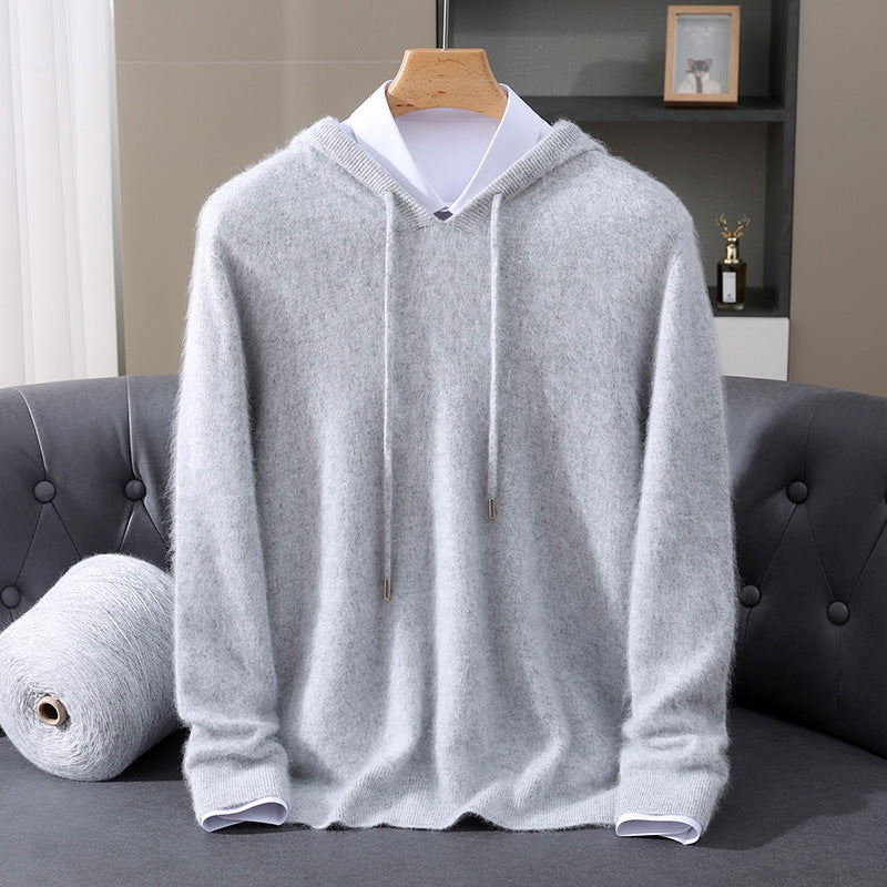 Men's Knitted Hoodie Jumper with Drawstring