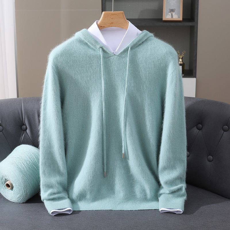 Men's Knitted Hoodie Jumper with Drawstring