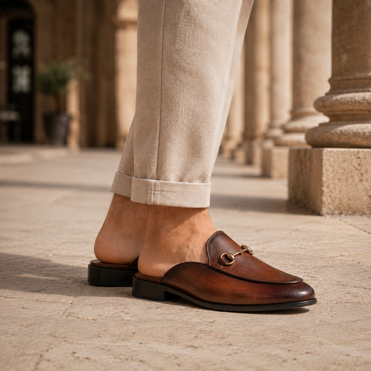 Men's Horsebit Backless Loafer Mules
