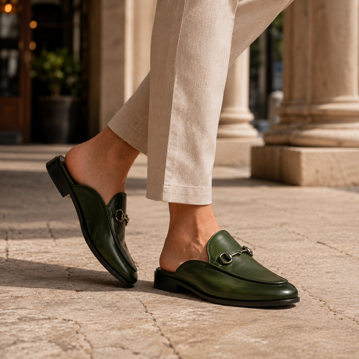 Men's Horsebit Backless Loafer Mules