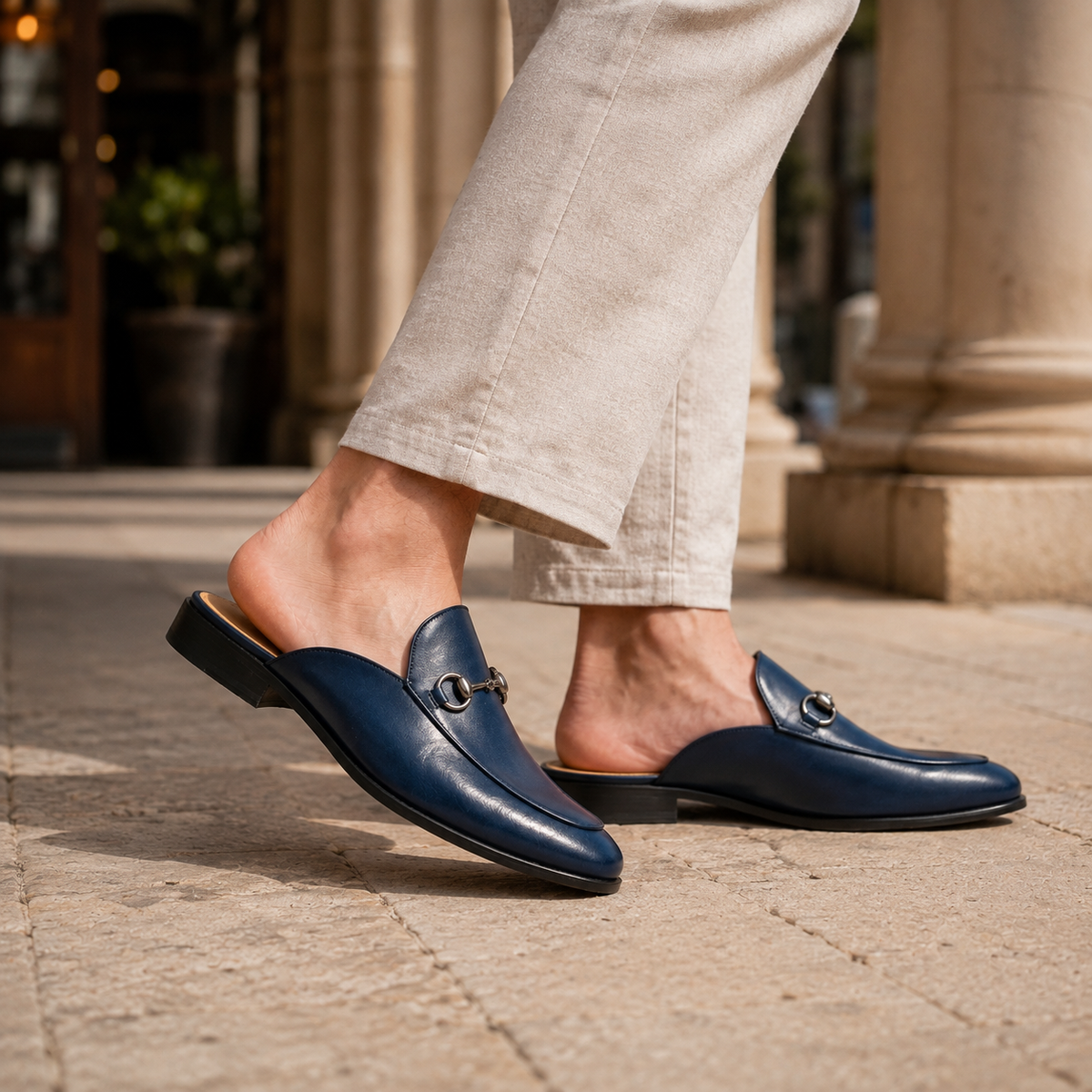 Men's Horsebit Backless Loafer Mules