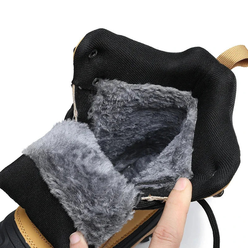 Men's Plush Lined Lace-Up Snow Boots