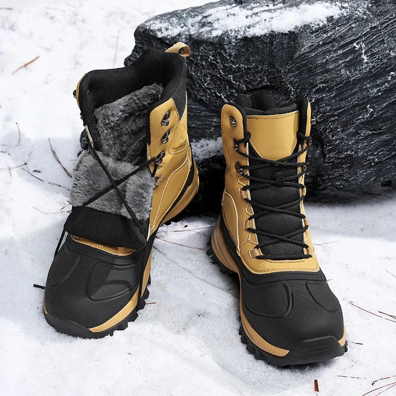 Men's Plush Lined Lace-Up Snow Boots