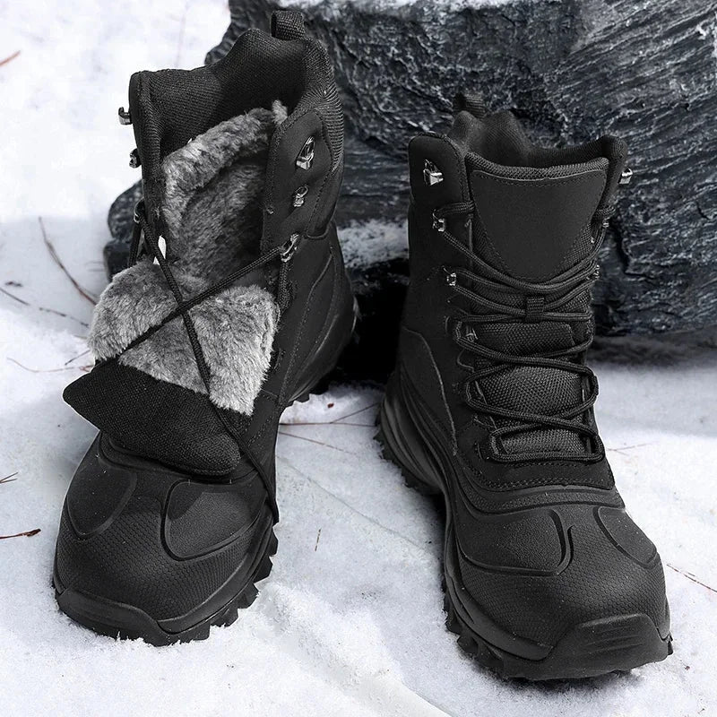 Men's Plush Lined Lace-Up Snow Boots