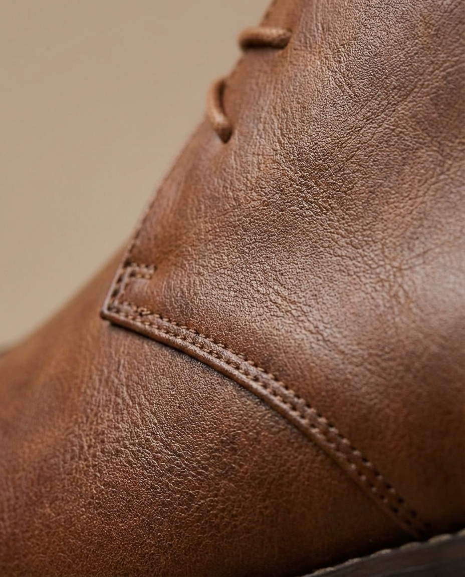 Men's Leather Chukka Boots with Rubber Sole