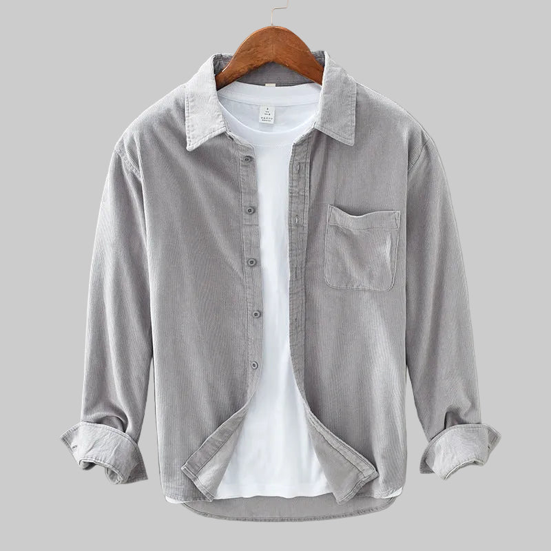 Men's Button-Front Overshirt with Chest Pocket