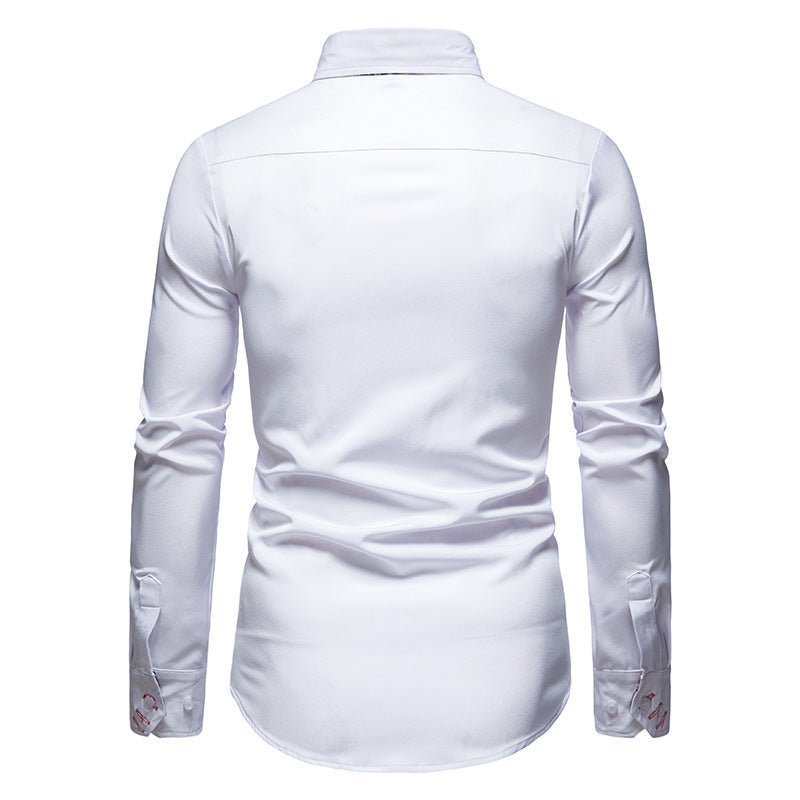 Men's Paisley Trim Long Sleeve Dress Shirt