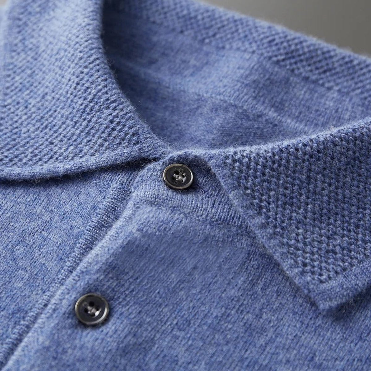 Men's Long Sleeve Fine Knit Polo Collar Jumper