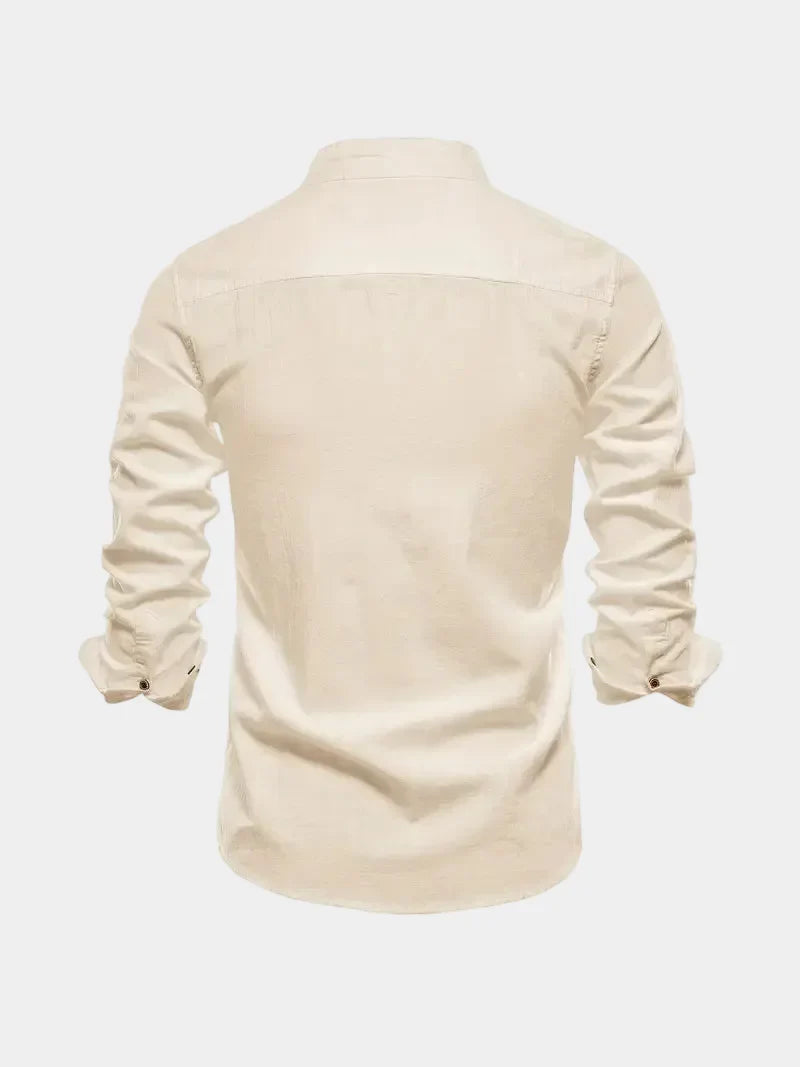 Men's Mandarin Collar Long Sleeve Shirt