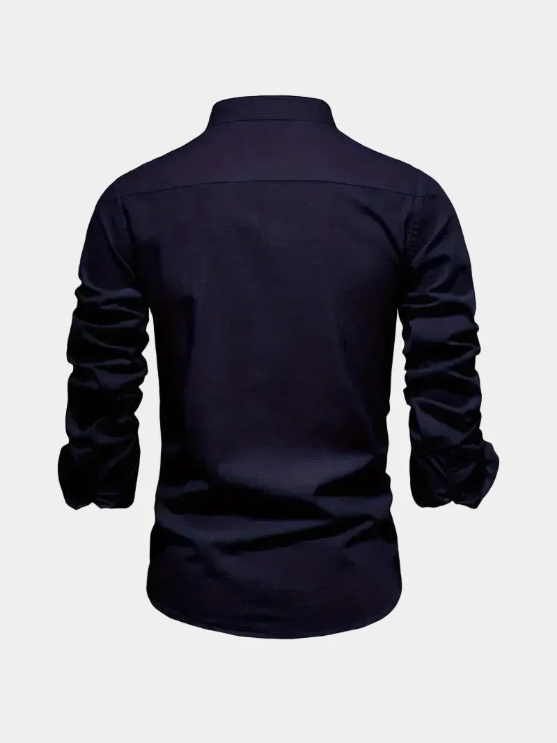 Men's Mandarin Collar Long Sleeve Shirt