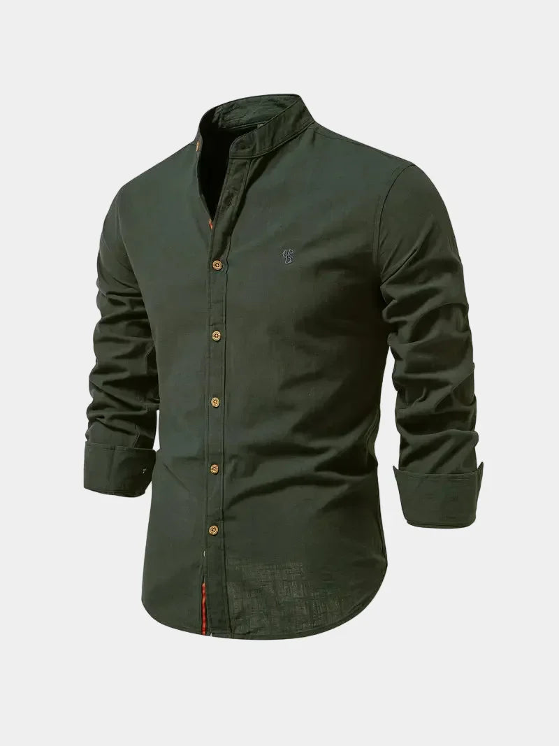 Men's Mandarin Collar Long Sleeve Shirt