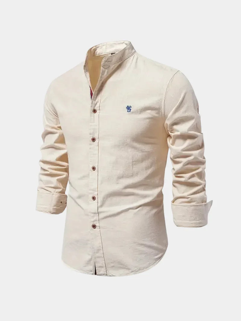 Men's Mandarin Collar Long Sleeve Shirt