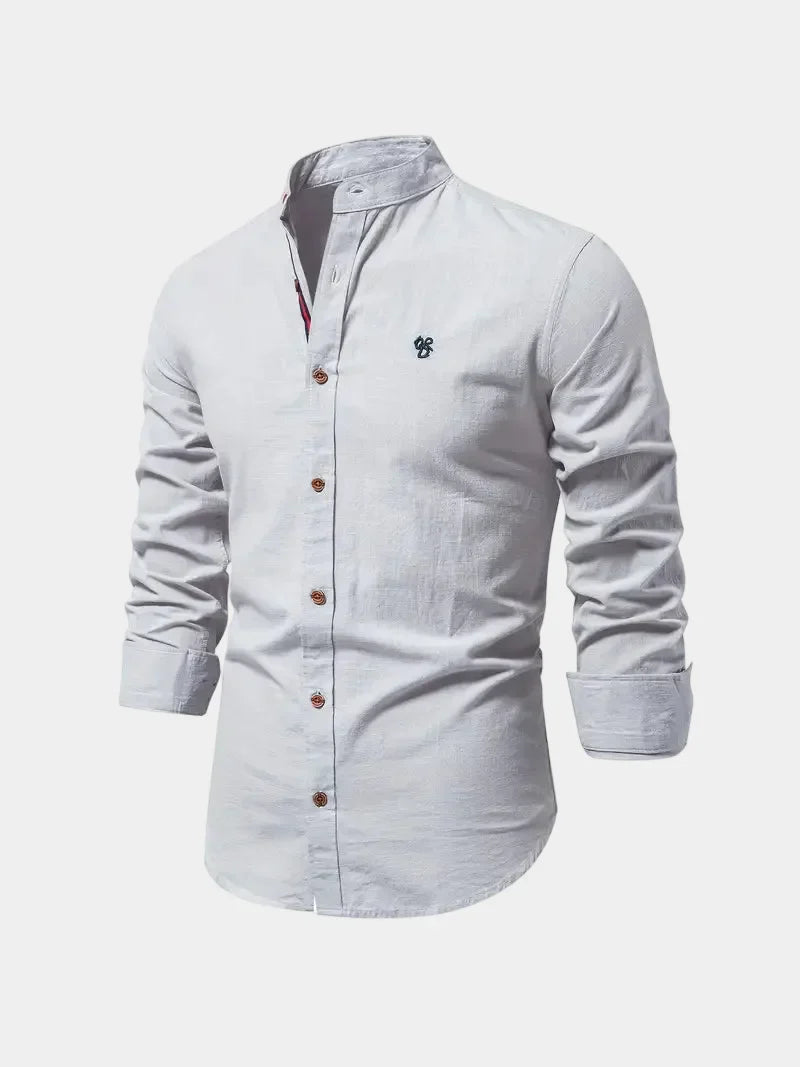 Men's Mandarin Collar Long Sleeve Shirt