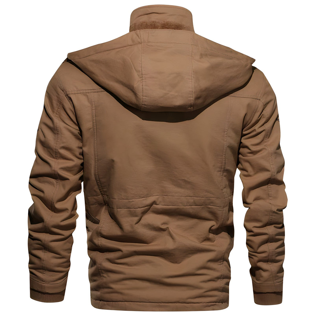 Men's Fleece Lined Multi-Pocket Utility Jacket with Hood