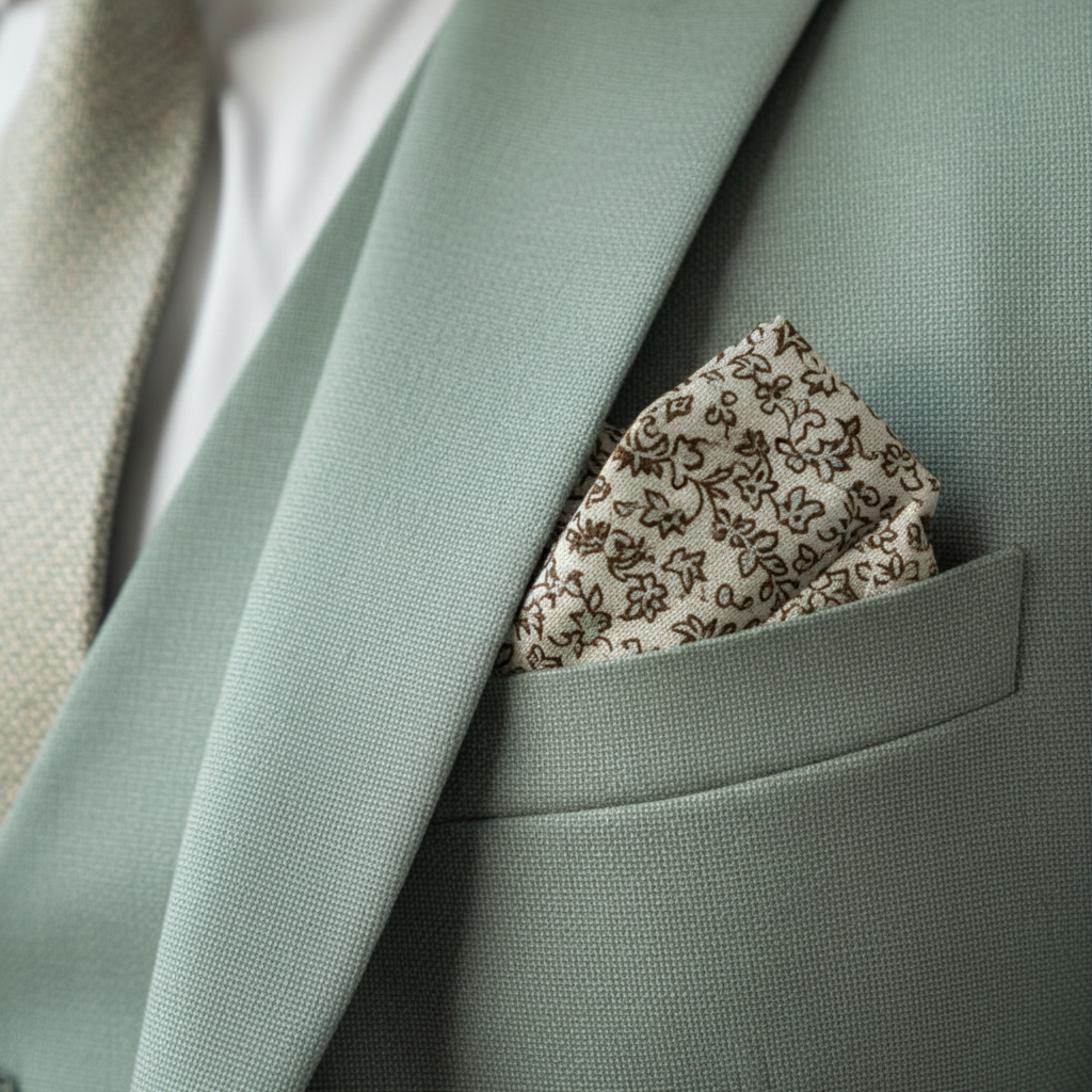 Men's Notch Lapel Three-Piece Suit in Sage Green