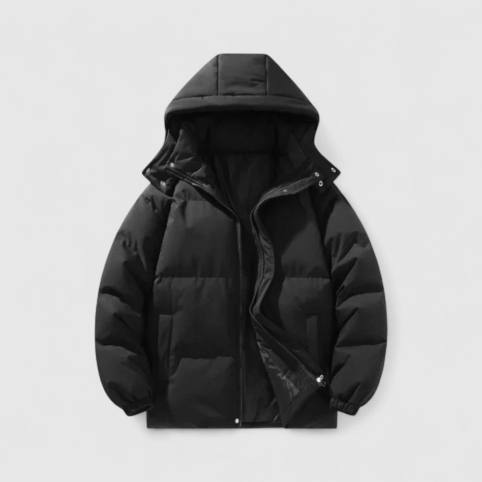 Men's Padded Puffer Jacket with Detachable Hood