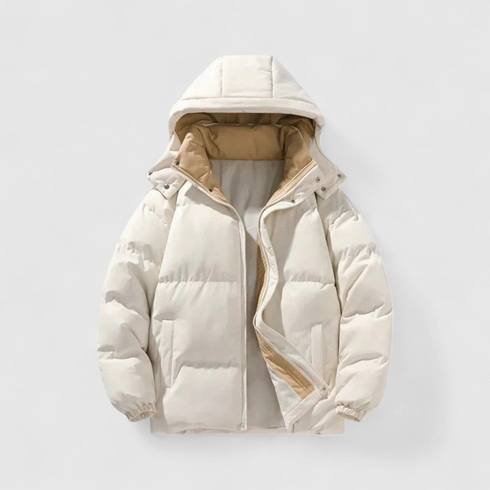 Men's Padded Puffer Jacket with Detachable Hood