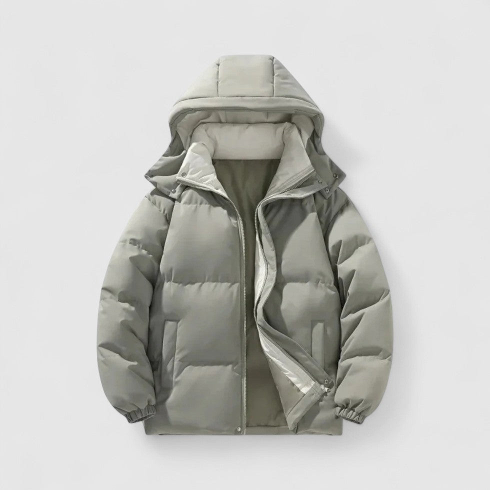 Men's Padded Puffer Jacket with Detachable Hood