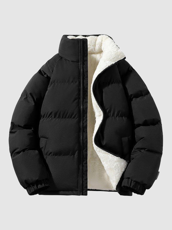 Men's Lined Winter Puffer Jacket with High Collar