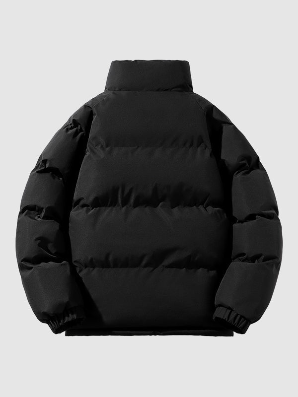 Men's Lined Winter Puffer Jacket with High Collar