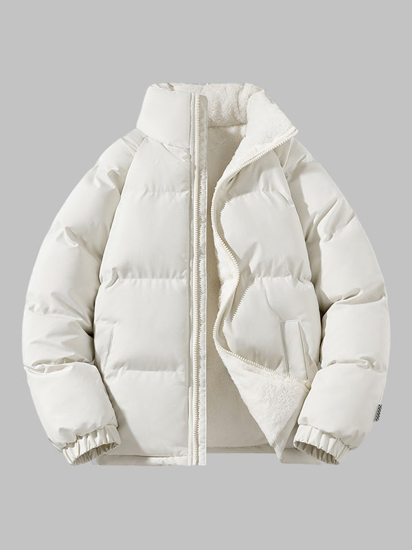 Men's Lined Winter Puffer Jacket with High Collar