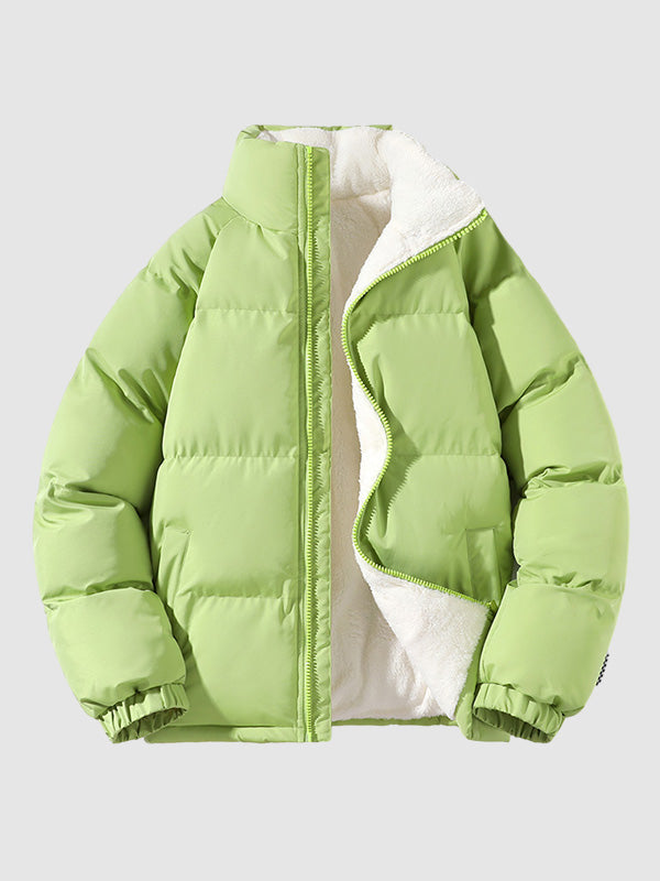 Men's Lined Winter Puffer Jacket with High Collar