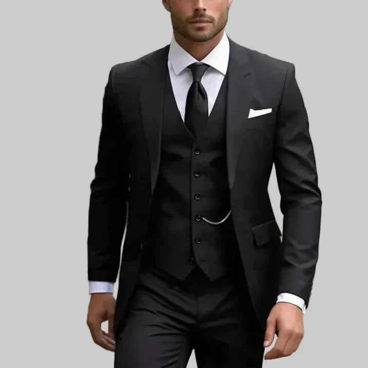 Men's Peak Lapel Slim Fit Three-Piece Suit
