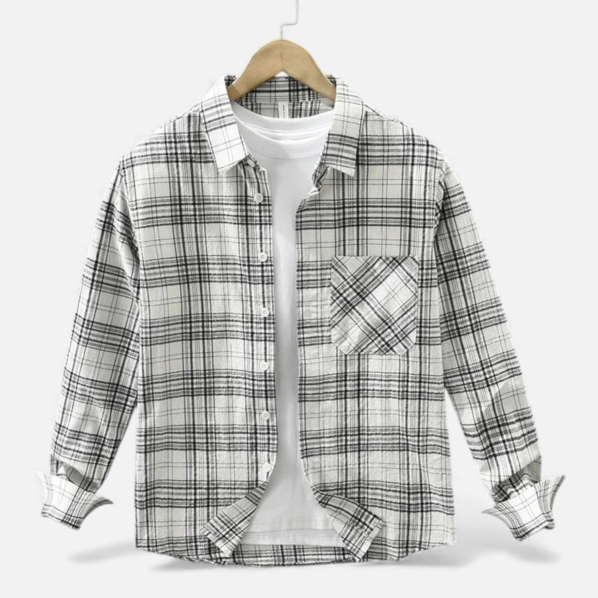 Men's Grey Check Long Sleeve Shirt