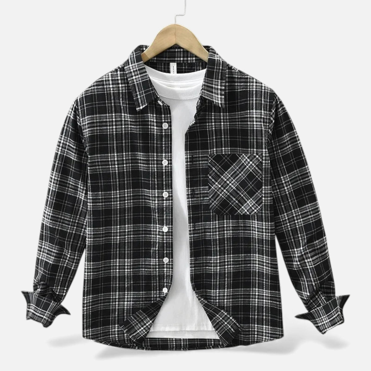 Men's Grey Check Long Sleeve Shirt
