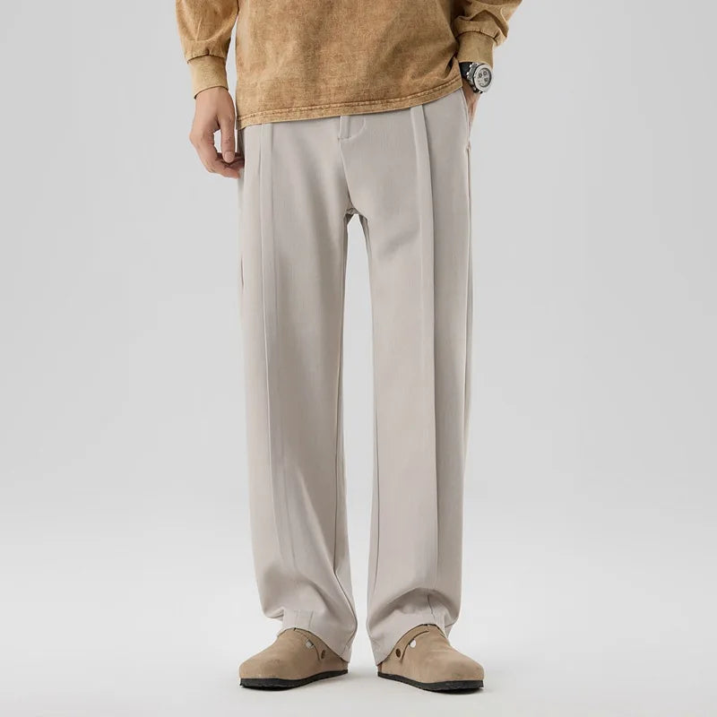 Men's Pleated Drape Trousers with Front Crease