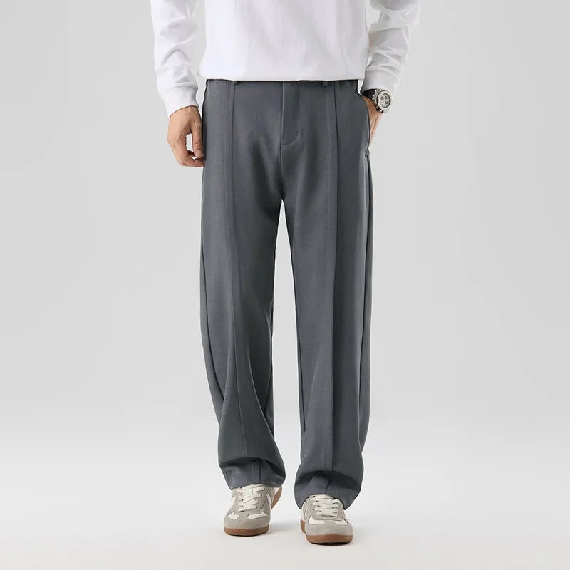 Men's Pleated Drape Trousers with Front Crease