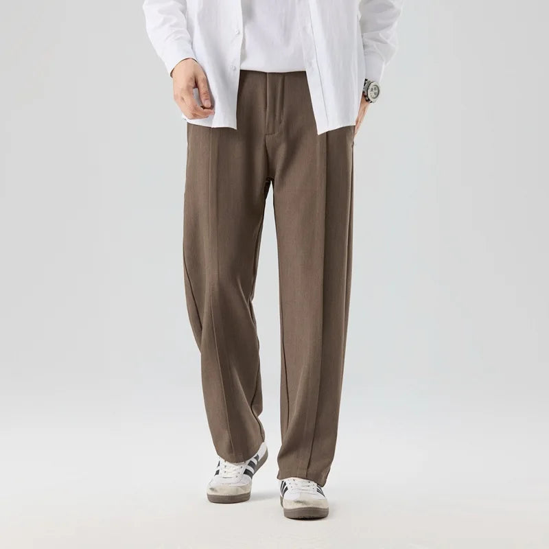 Men's Pleated Drape Trousers with Front Crease