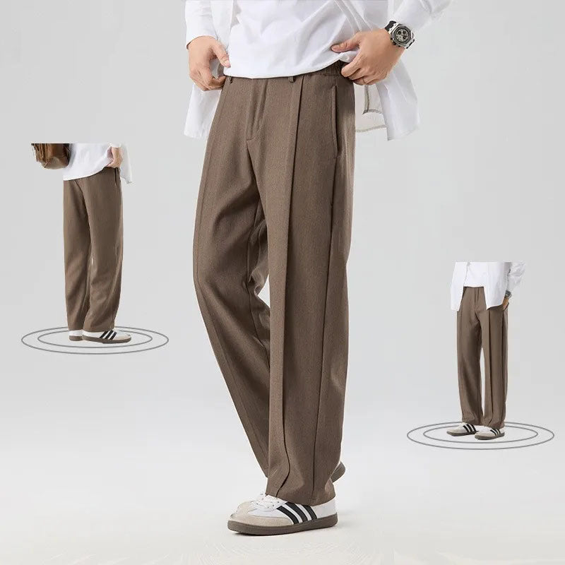 Men's Pleated Drape Trousers with Front Crease