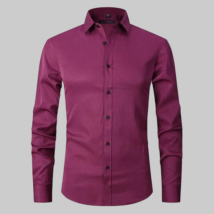 Men's Classic Button-Up Dress Shirt with Pointed Collar