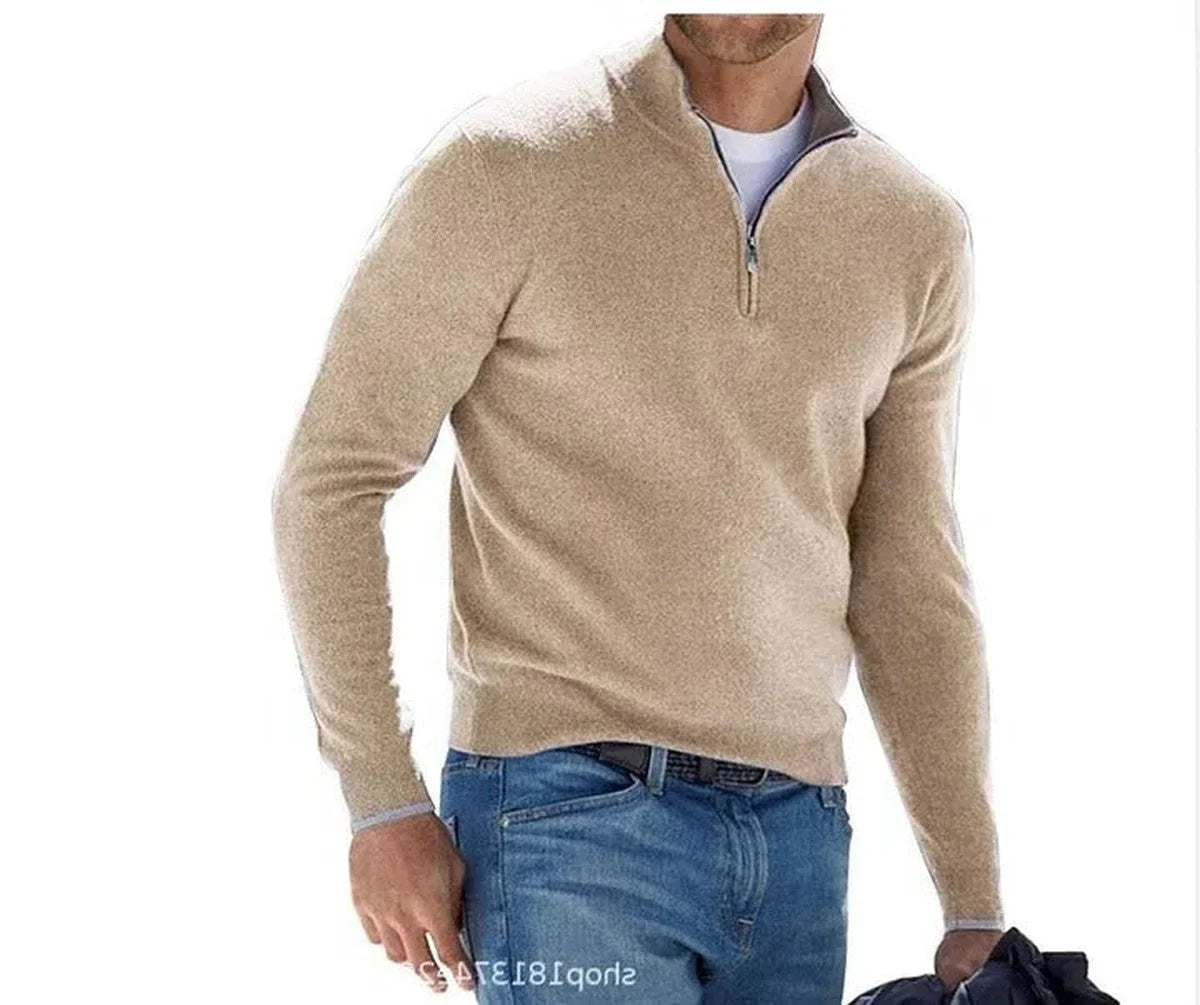 Men's Fine Knit Quarter-Zip Mock Neck Jumper