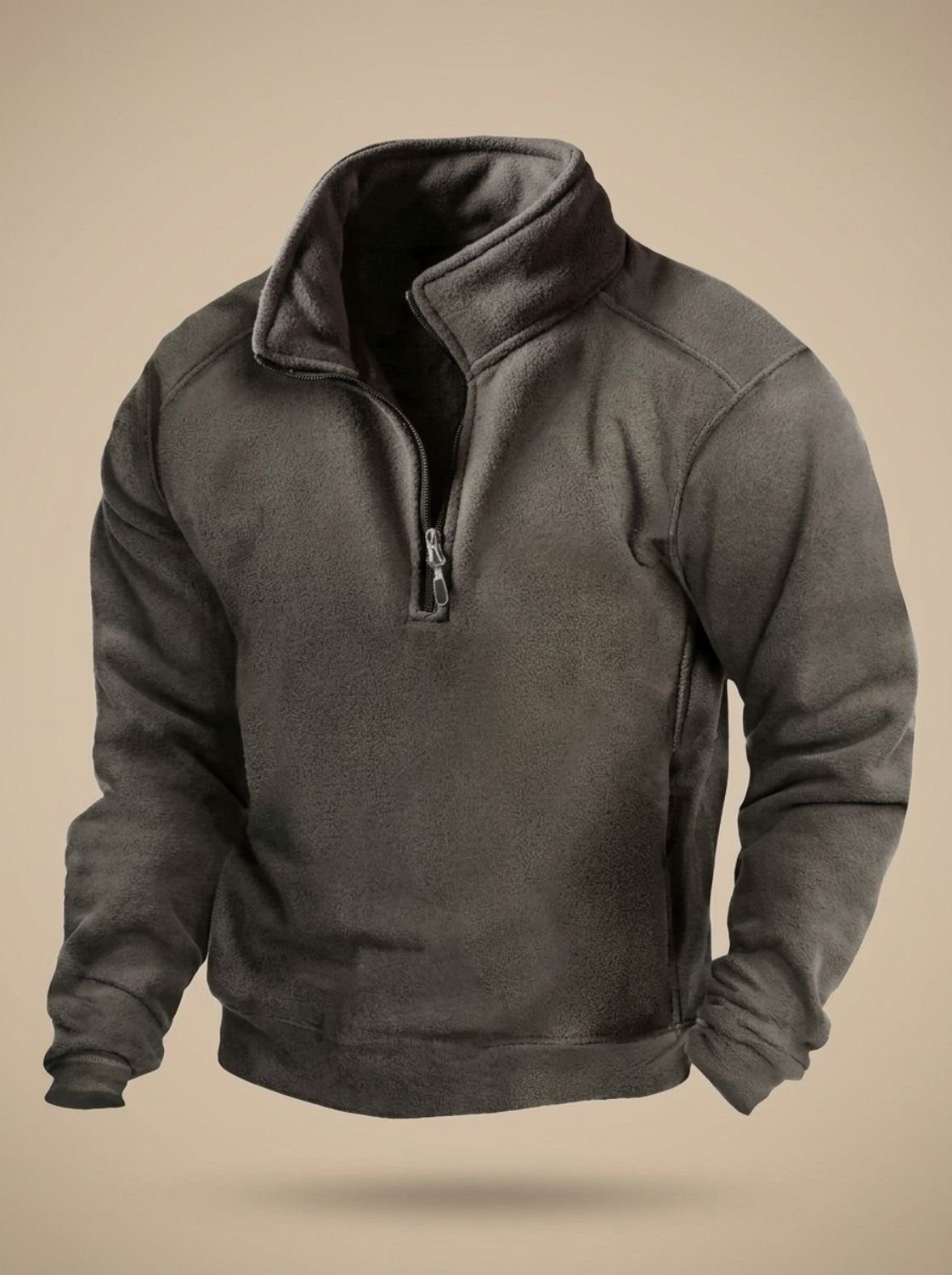 Men's Quarter-Zip Stand Collar Fleece Jumper
