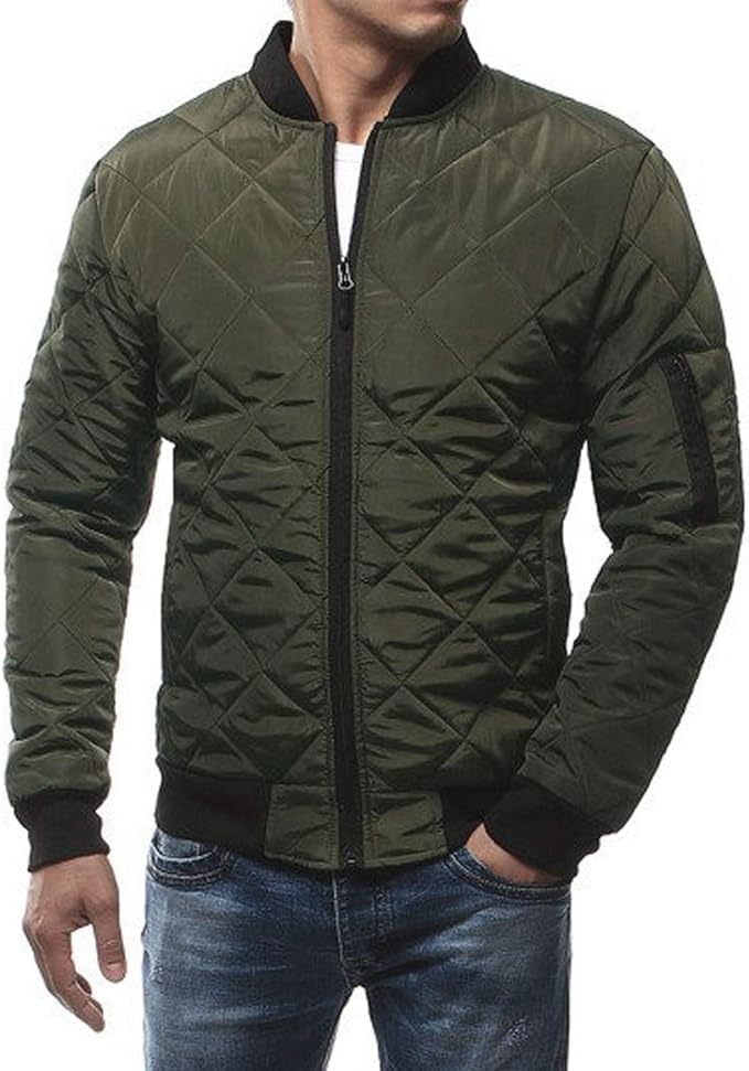 Men's Diamond Quilted Bomber Jacket