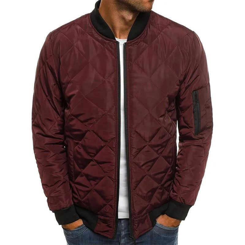 Men's Diamond Quilted Bomber Jacket