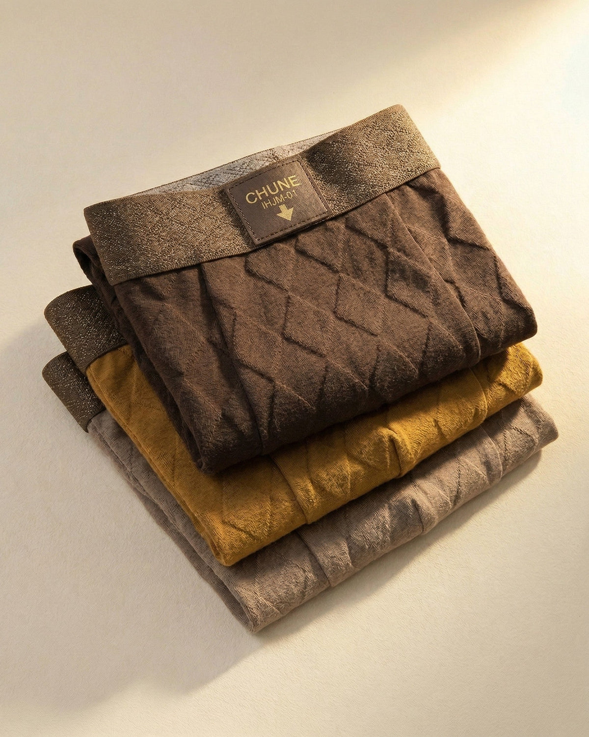 Men's Textured Boxer Briefs 3 Pack in Brown Tones