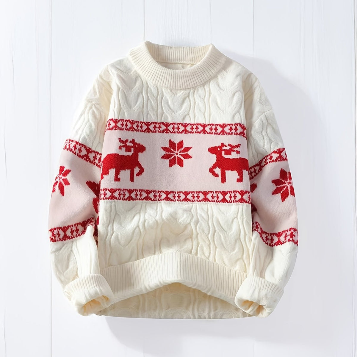 Men's Christmas Jumper Reindeer Snowflake Cable Knit