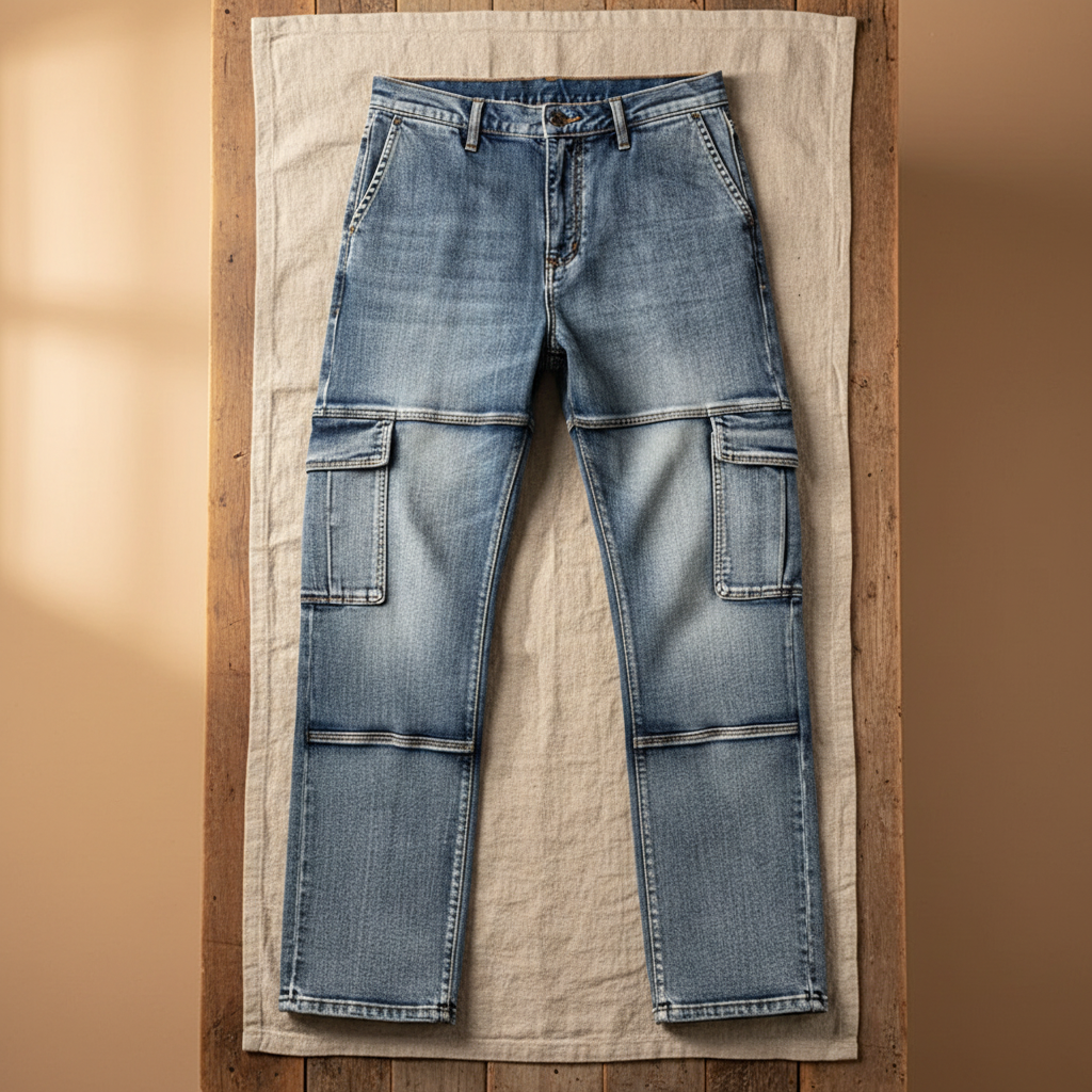 Men's Cargo Jeans with Reinforced Seams