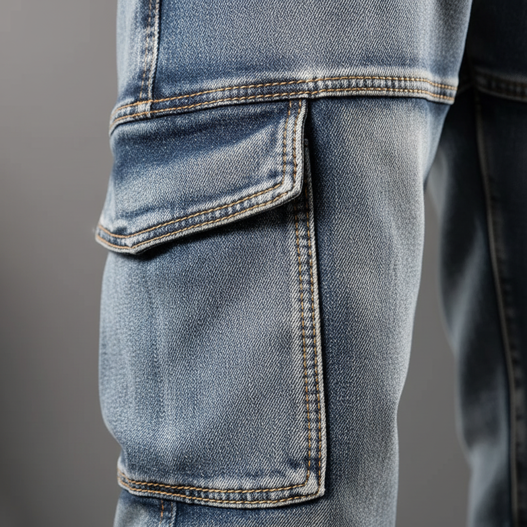 Men's Cargo Jeans with Reinforced Seams