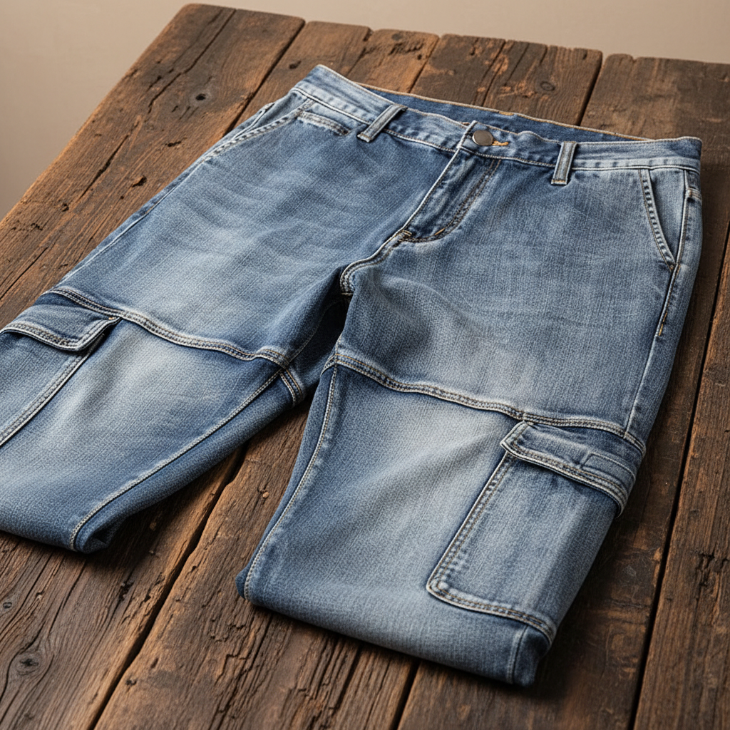 Men's Cargo Jeans with Reinforced Seams