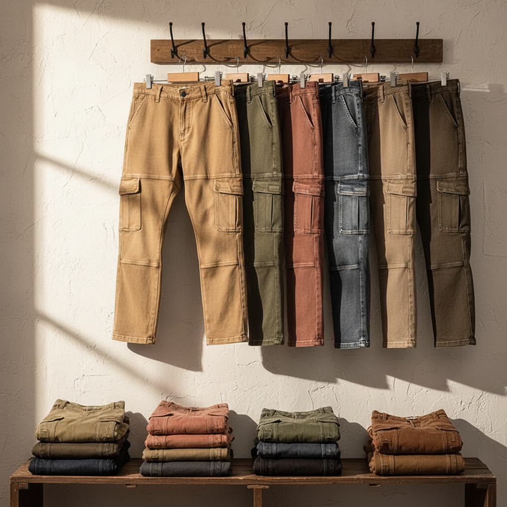 Men's Cargo Jeans with Reinforced Seams