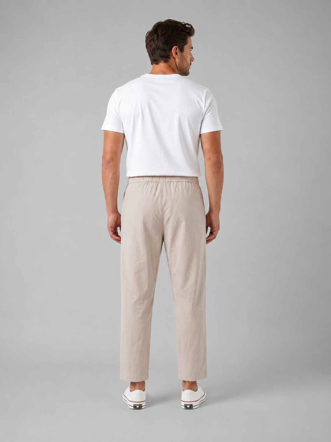 Men's Relaxed Fit Cropped Trousers with Elasticated Waist