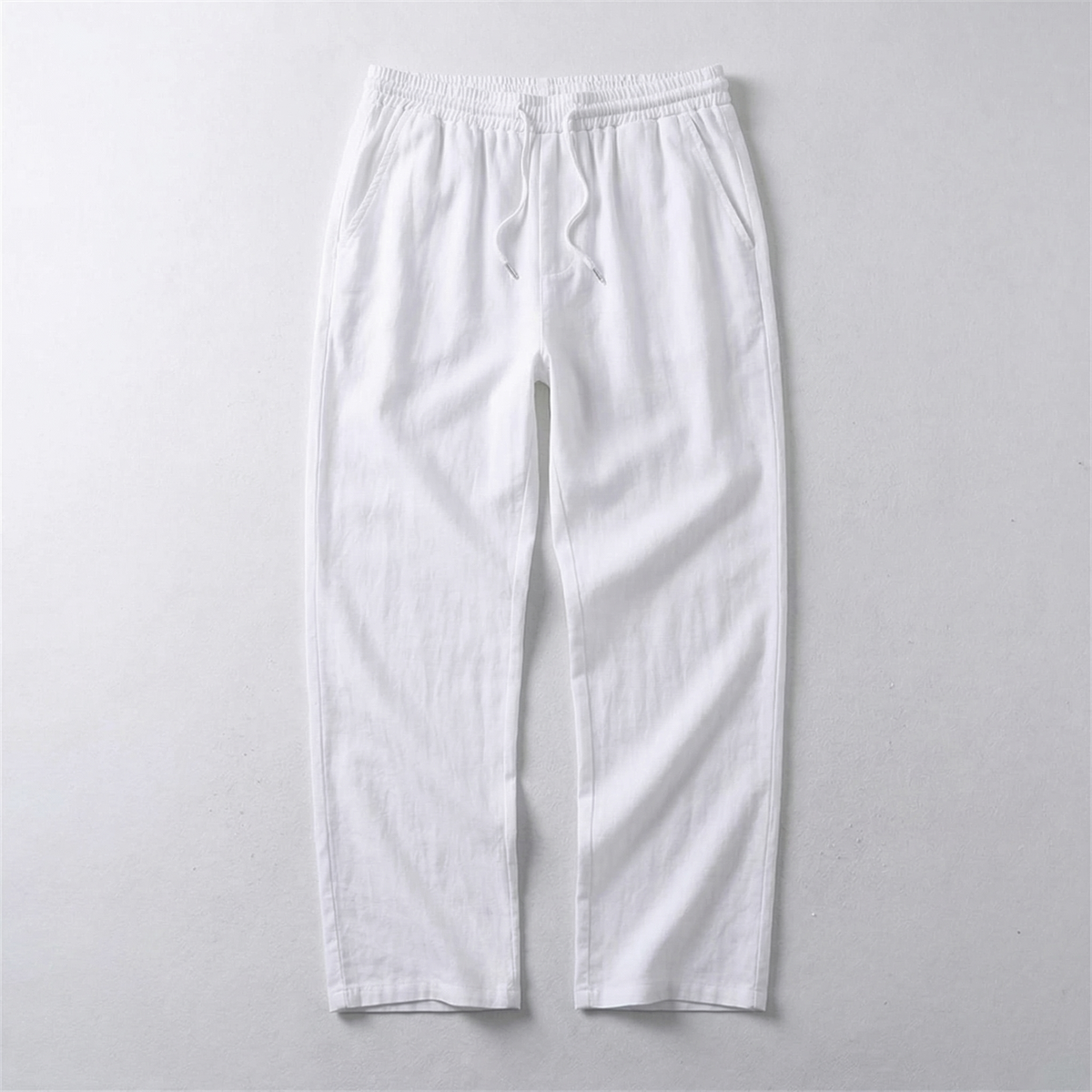 Men's Textured Drawstring Straight Trousers