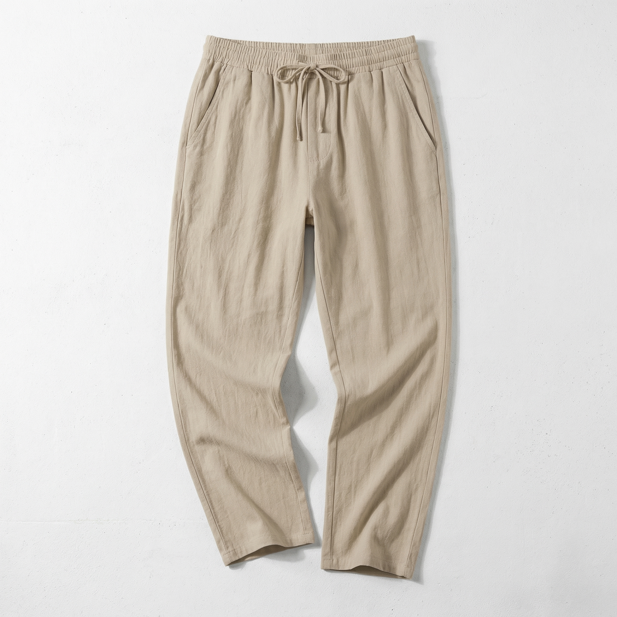 Men's Textured Drawstring Straight Trousers