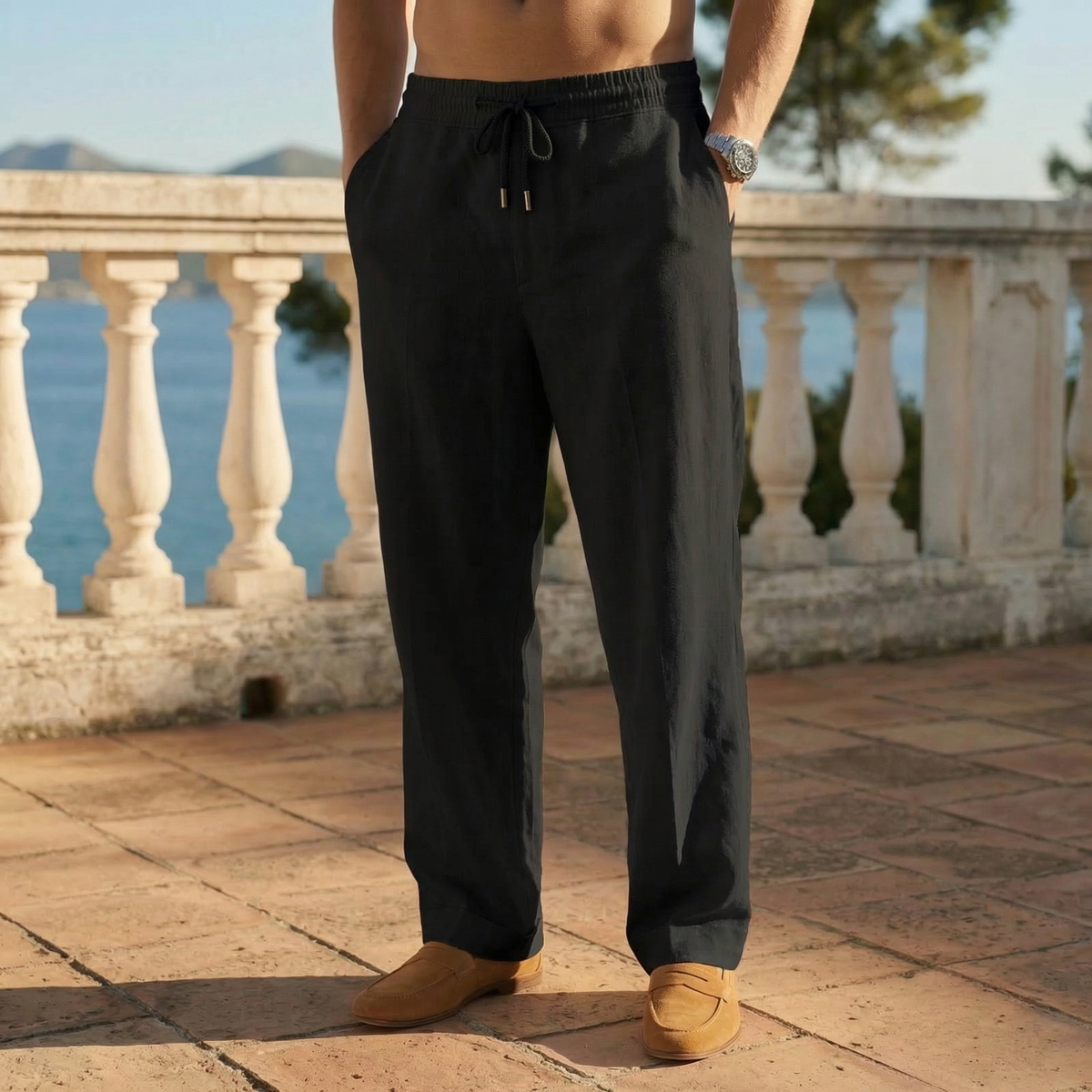 Men's Lightweight Drawstring Holiday Trousers