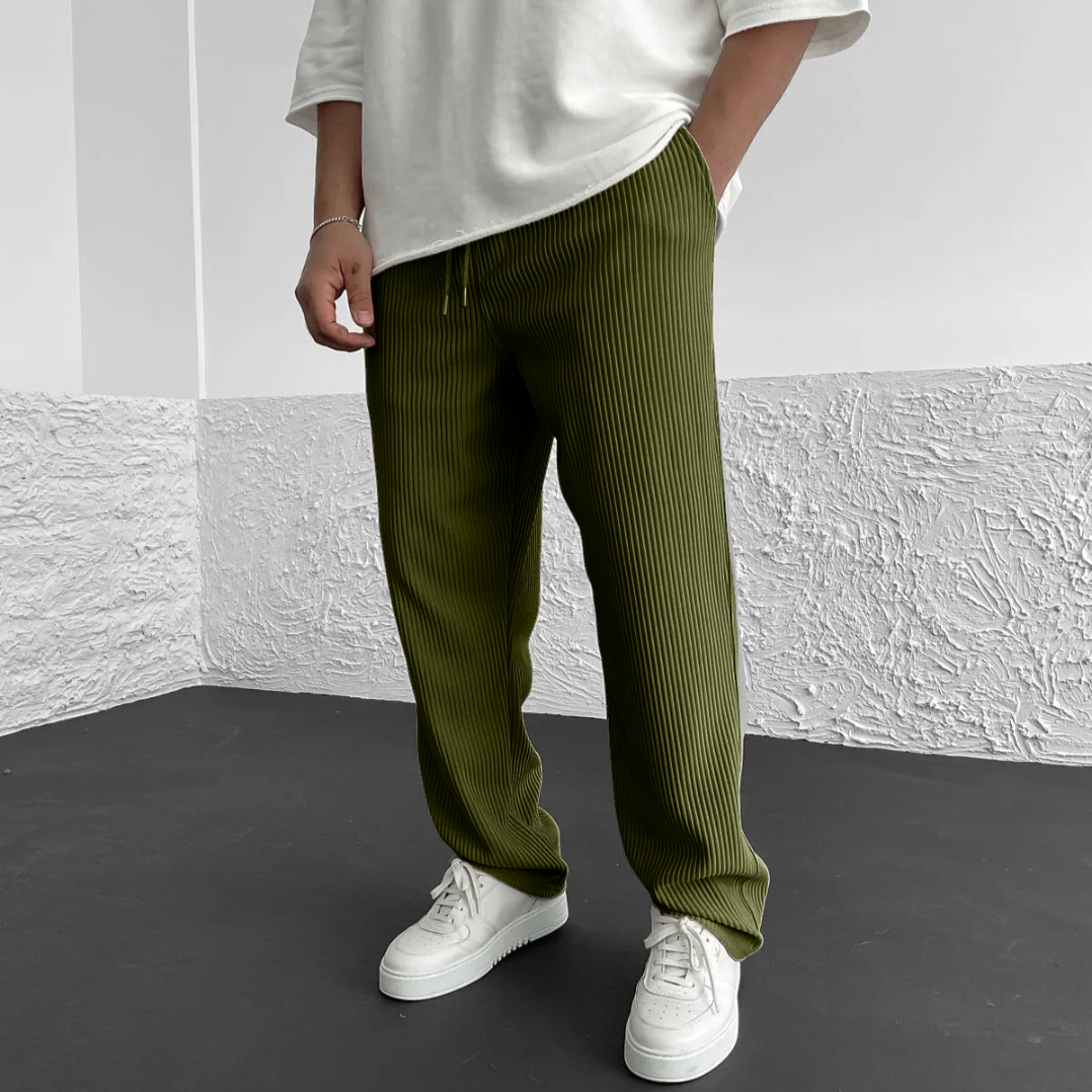 Men's Ribbed Knit Straight-Leg Joggers
